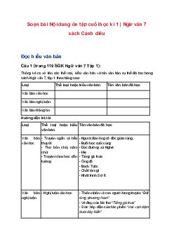 Soạn bài Nội dung ôn tập cuối học kì 1 | Ngữ văn 7 sách Cánh diều