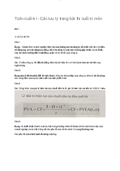 Bài tập cuối kì tài chính doanh nghiệp 1 | Học viện Ngân Hàng