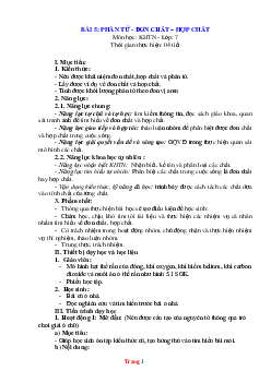 Giáo án KHTN 7 kết nối tri thức bài 5: Phân tử - Đơn chất – Hợp chất