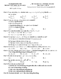 Đề thi HK1 Toán 10 năm 2021 – 2022 trường THPT Triệu Quang Phục – Hưng Yên