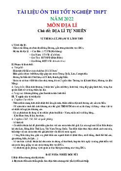 Tài liệu ôn thi tốt nghiệp THPT môn Địa Lí năm 2022
