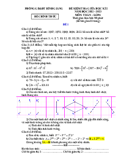 Đề giữa học kì 1 Toán 6 năm 2022 – 2023 phòng GD&ĐT Bình Giang – Hải Dương