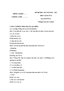 Đề thi học kì 2 lớp 10 năm 2022 - 2023 sách Kết nối tri thức với cuộc sống Lịch Sử 10