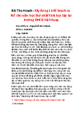 Bài Thu Hoạch: Xây dựng 1 kế hoạch cụ thể cho năm học thứ nhất khi học tập tại trường ĐHCN Việt Hung môn Lịch sử Đảng Cộng Sản Việt Nam | Trường Đại học Kinh doanh và Công nghệ Hà Nội