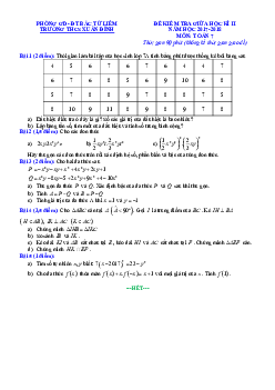 Đề kiểm tra giữa học kì 2 Toán 7 năm 2017 – 2018 trường THCS Xuân Đỉnh – Hà Nội
