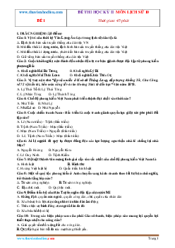 Bộ đề thi HK 2 môn sử 10 (có đáp án)