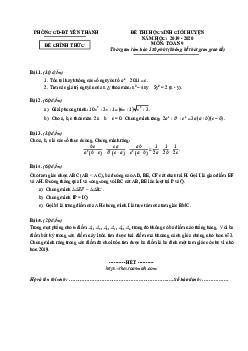 Đề thi HSG huyện Toán 9 năm 2019 – 2020 phòng GD&ĐT Yên Thành – Nghệ An