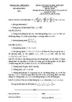 Đề khảo sát Toán 9 năm 2023 – 2024 trường THCS Minh Khai – Hà Nội