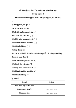 Giải Vở bài tập Toán lớp 3 Chân trời sáng tạo: Ôn tập học kì 1 (Ôn tập các số trong phạm vi 1000)