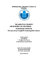 The impacts of celebrity Endorsement on consumers Purchasing intention. The case of son tung mtp endorsing biti’s hunter | Bài báo cáo học phần Business Communication | Trường Đại học Quốc tế, Đại học Quốc gia Thành phố Hồ Chí Minh