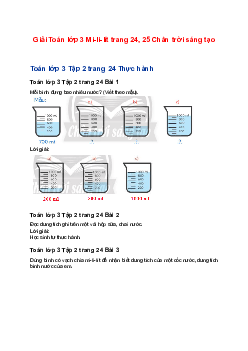 Giải Toán lớp 3 Mi-li-lít trang 24, 25 Chân trời sáng tạo