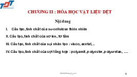 Chuong II Hóa học vật liệu trong dệt may