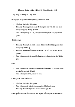 Đề cương ôn tập học kì 1 môn Địa lí 10 sách Cánh diều