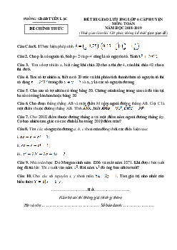 Đề giao lưu HSG Toán 6 năm 2018 – 2019 phòng GD&ĐT Yên Lạc – Vĩnh Phúc