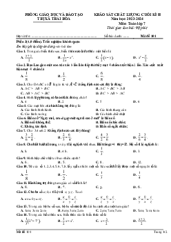 Đề thi học kì 2 Toán 7 năm 2023 – 2024 phòng GD&ĐT Thái Hòa – Nghệ An
