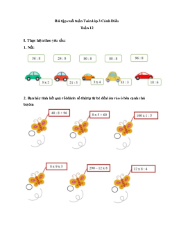 Phiếu bài tập cuối tuần Toán lớp 3 - Tuần 12 ( Cơ bản ) | Cánh Diều