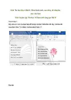 Giải Tin học lớp 4 Bài 8: Chèn hình ảnh, sao chép, di chuyển, xóa văn bản | Chân trời sáng tạo