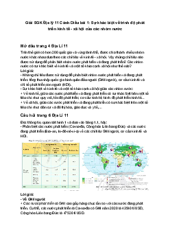 Giải SGK Địa lý 11 Cánh Diều bài 1: Sự khác biệt về trình độ phát triển kinh tế - xã hội của các nhóm nước