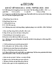 Đề 001 Ôn tập lịch sử Việt Nam môn Lịch sử Việt Nam | Trường Đại học Sư phạm Thành phố Hồ Chí Minh