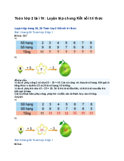 Toán lớp 2 bài 10: Luyện tập chung | Kết nối tri thức