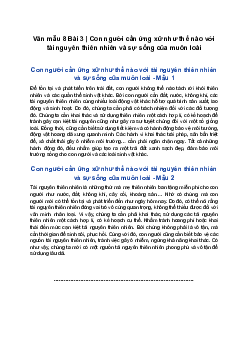 Văn mẫu 8 | Con người cần ứng xử như thế nào với tài nguyên thiên nhiên và sự sống của muôn loài