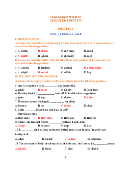 Đề cương ôn tập học kì 1 môn tiếng Anh 10 i-Learn Smart World