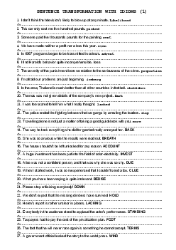 SENTENCE TRANSFORMATION WITH IDIOMS (1) with key (5 pages)