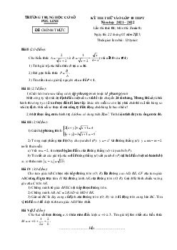 Đề thi thử vào lớp 10 môn Toán năm 2021 – 2022 trường THCS Phù Linh – Hà Nội