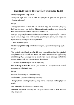 Giải Địa 10 Bài 10: Thủy quyển. Nước trên lục địa CD