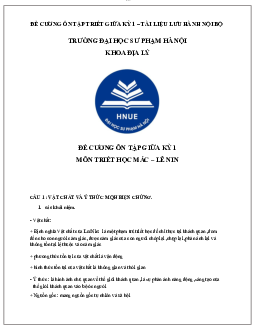 Đề cương ôn tập triết học kì 1 môn Triết học Mác - Leenin| Đại học sư phạm Hà nội 