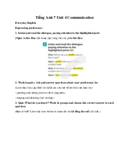 Tiếng Anh 7 Global Success Unit 4 Communication