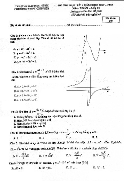 Đề thi HK1 Toán 12 năm học 2017 – 2018 trường THPT chuyên Đại học Vinh