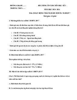 Đề cương ôn tập học kì 1 môn Hoạt động trải nghiệm hướng nghiệp 7 sách Cánh diều