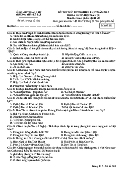 Đề thi thử THPT Quốc gia 2022 môn Lịch sử lần 1 trường THPT Lê Lợi, Quảng Trị - có đáp án