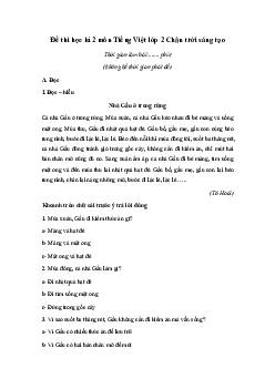 Đề thi học kì 2 môn Tiếng Việt 2 năm 2022 - 2023 sách Chân trời sáng tạo | đề 4