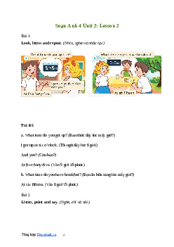 Giải Tiếng Anh lớp 4 Unit 2: Lesson 2 | Global Success