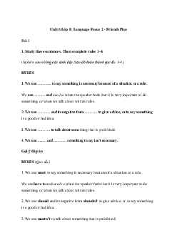 Giải Tiếng Anh 8 Unit 6 Language Focus 2 | Friends Plus