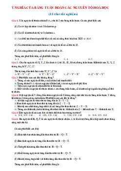 Bài tập trắc nghiệm ý nghĩa của bảng tuần hoàn Hóa 10 (có đáp án)