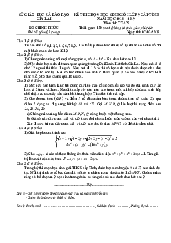 Đề thi học sinh giỏi Toán 9 cấp tỉnh năm 2018 – 2019 sở GD&ĐT Gia Lai