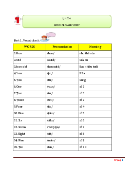 Bài tập chuyên sâu Tiếng Anh 3 unit 4 How old are you? (có lời giải chi tiết)