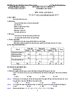 Đề kiểm tra 45 phút chương 2 Đại số và Giải tích 11 trường THPT Tân Yên 2 – Bắc Giang