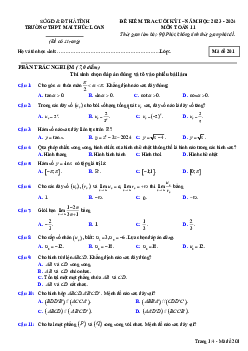 Đề cuối kỳ 1 Toán 11 năm 2023 – 2024 trường THPT Mai Thúc Loan – Hà Tĩnh