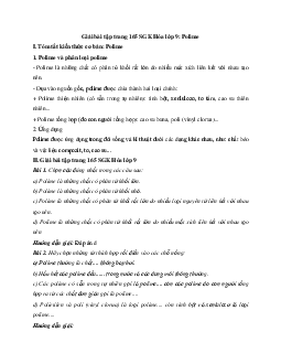 Giải bài tập trang 165 SGK Hóa lớp 9: Polime