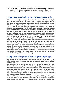 Văn mẫu 8 Nghị luận về một vấn đề của đời sống | Viết văn bản nghị luận về một vấn đề của đời sống Ngắn gọn