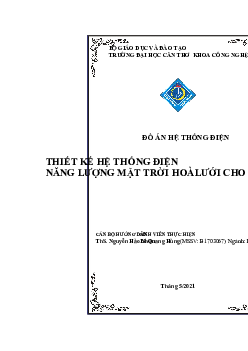 Đồ án môn Hệ thống điện | Đại học Kỹ thuật - Công nghệ Cần Thơ