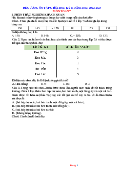 Đề Cương Ôn Tập Giữa Học Kỳ 2 Toán 7 Cánh Diều Năm Học 2022-2023