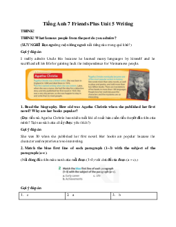 Tiếng Anh 7 Friends Plus Unit 5 Writing