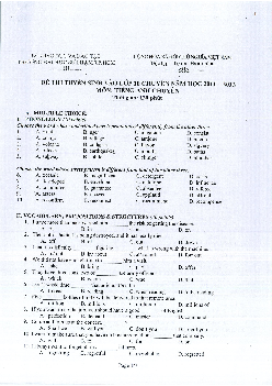 Đề thi Tuyển sinh vào lớp 10 Đại học Sư phạm TP HCM môn thi Tiếng Anh (chuyên) năm 2011-2012
