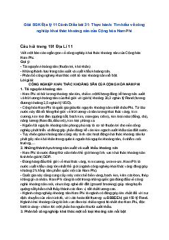 Giải SGK Địa lý 11 Cánh Diều bài 31: Thực hành: Tìm hiểu về công nghiệp khai thác khoáng sản của Cộng hòa Nam Phi
