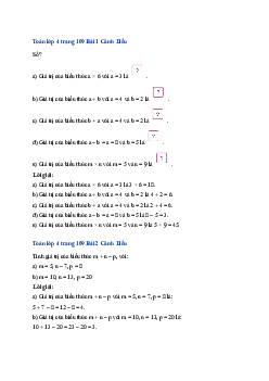 Bài 49: Toán lớp 4 trang 108, 109, 110 Biểu thức có chứa chữ Cánh diều